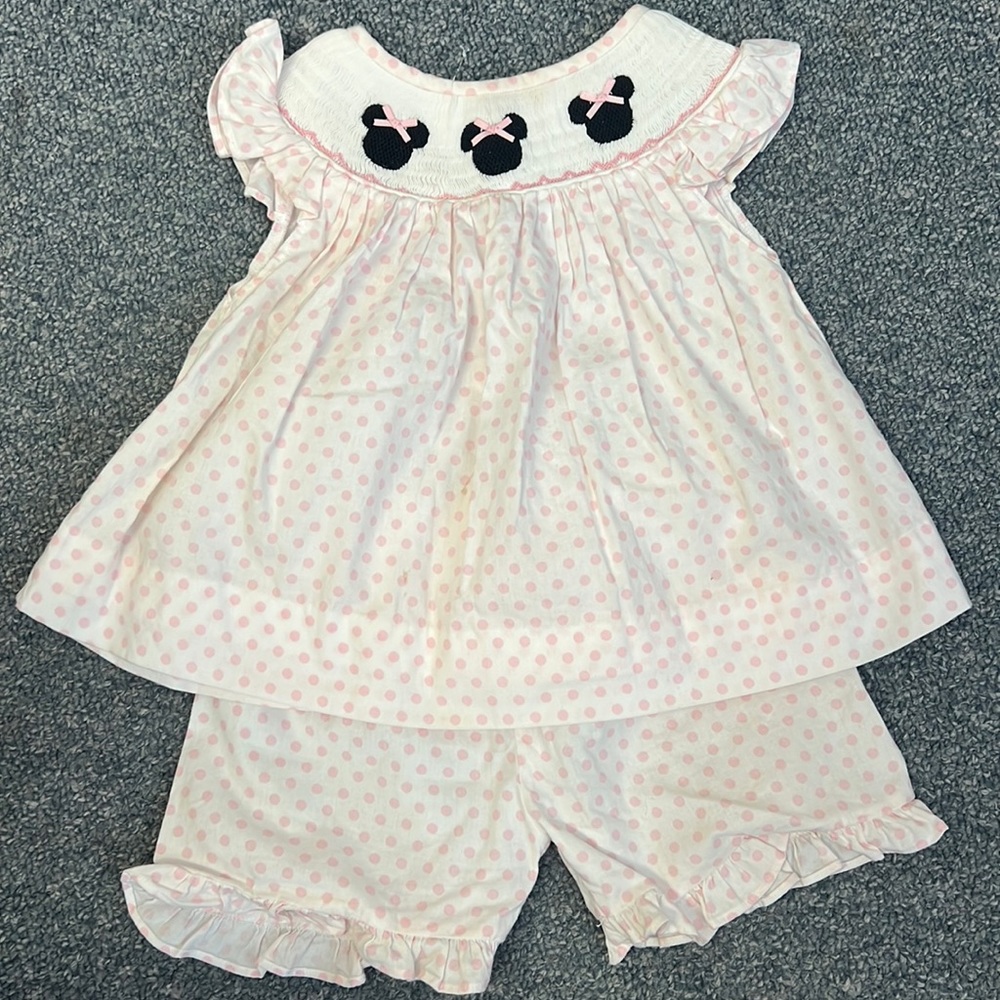 Smocked Minnie Mouse 2 piece outfit